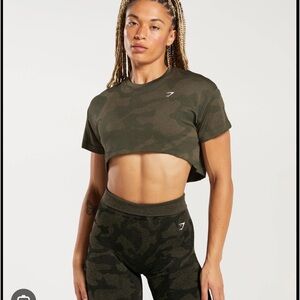GYMSHARK Adapt Camo Seamless Ribbed Crop Top Size M NWT